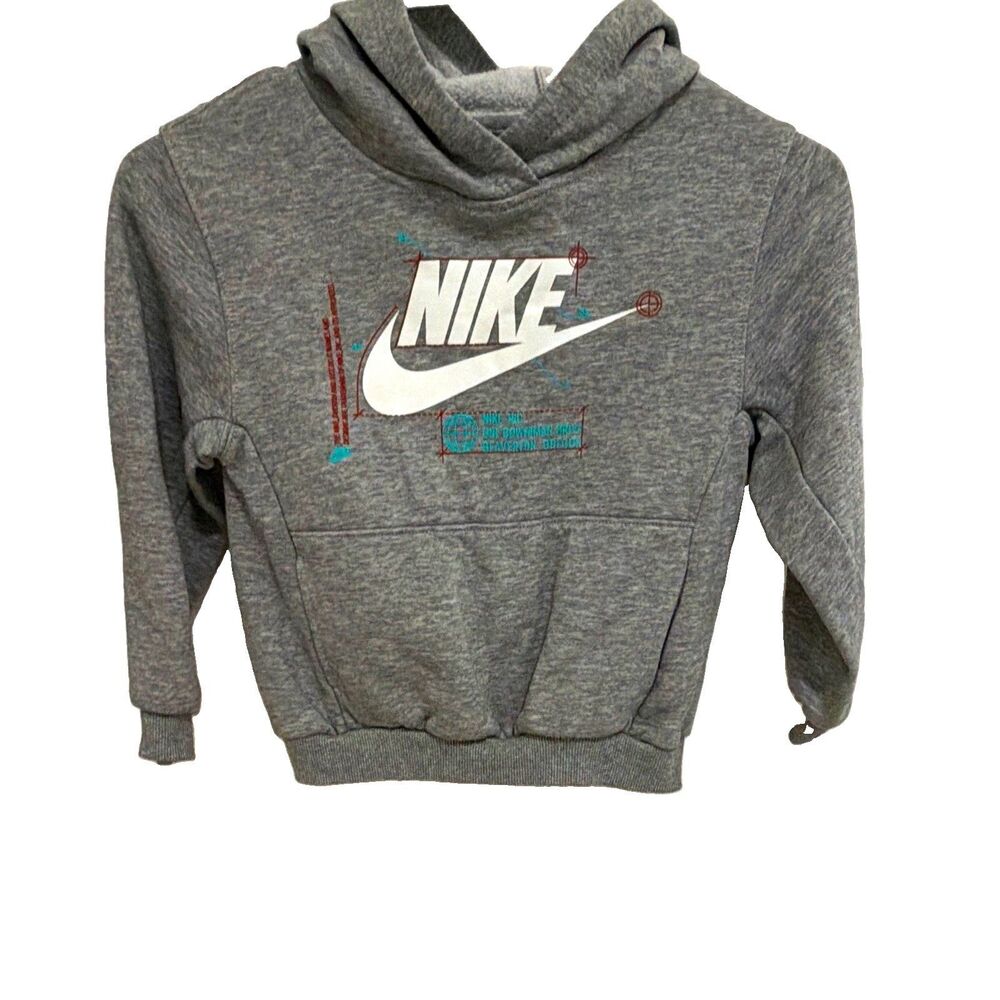 Nike Headquarters Bowerman Drive Hoodie Kids 5-6Y Gray Pullover Sweatshirt
